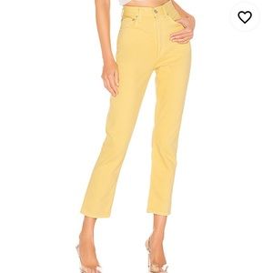 Riley Hi Rise Straight Crop in Lemon